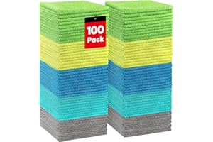 HOMEXCEL Microfiber Cleaning Cloths 100 Pack, Highly Absorbent Cleaning Towels, Lint Free & Scratch-Free Cleaning Rags for Ho
