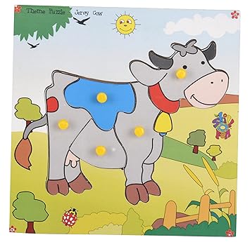 Skillofun Wooden Theme Puzzle Standard Cow Knobs, Multi Color