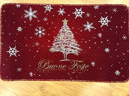 Tappeto Natale Zerbino Natalizio 50 X 80 Buone Feste Glitter