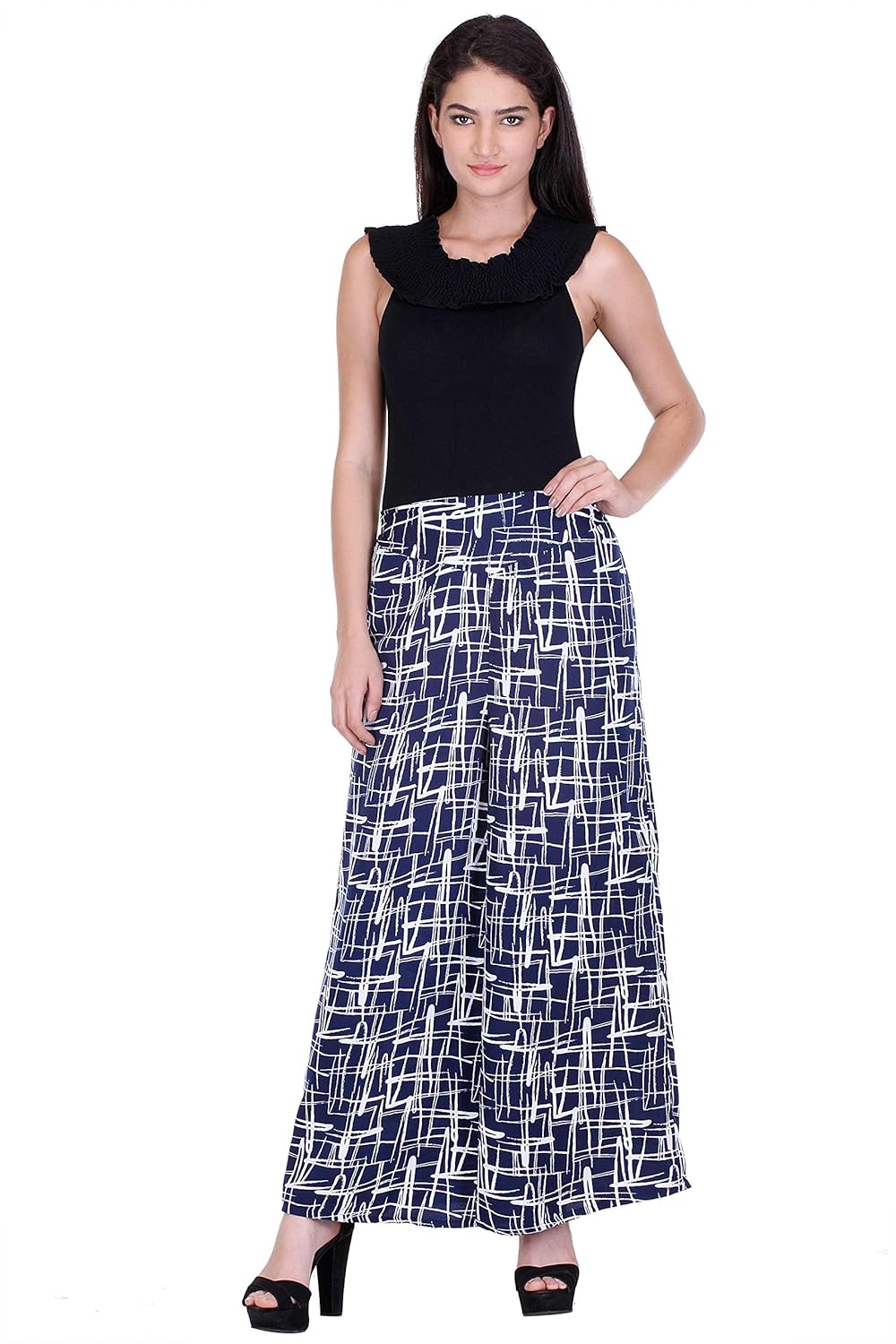 deewa lined blue printed palazzo