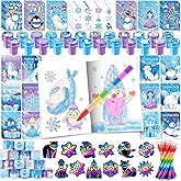 BenLouis 96pcs Frozen Party Favors Set for Kids Winter Snowflake Coloring Book Christmas School Classroom Gift Reward Prize Crafts Bulk for Students Frozen Birthday Goodie Bag Stuffers Supplies
