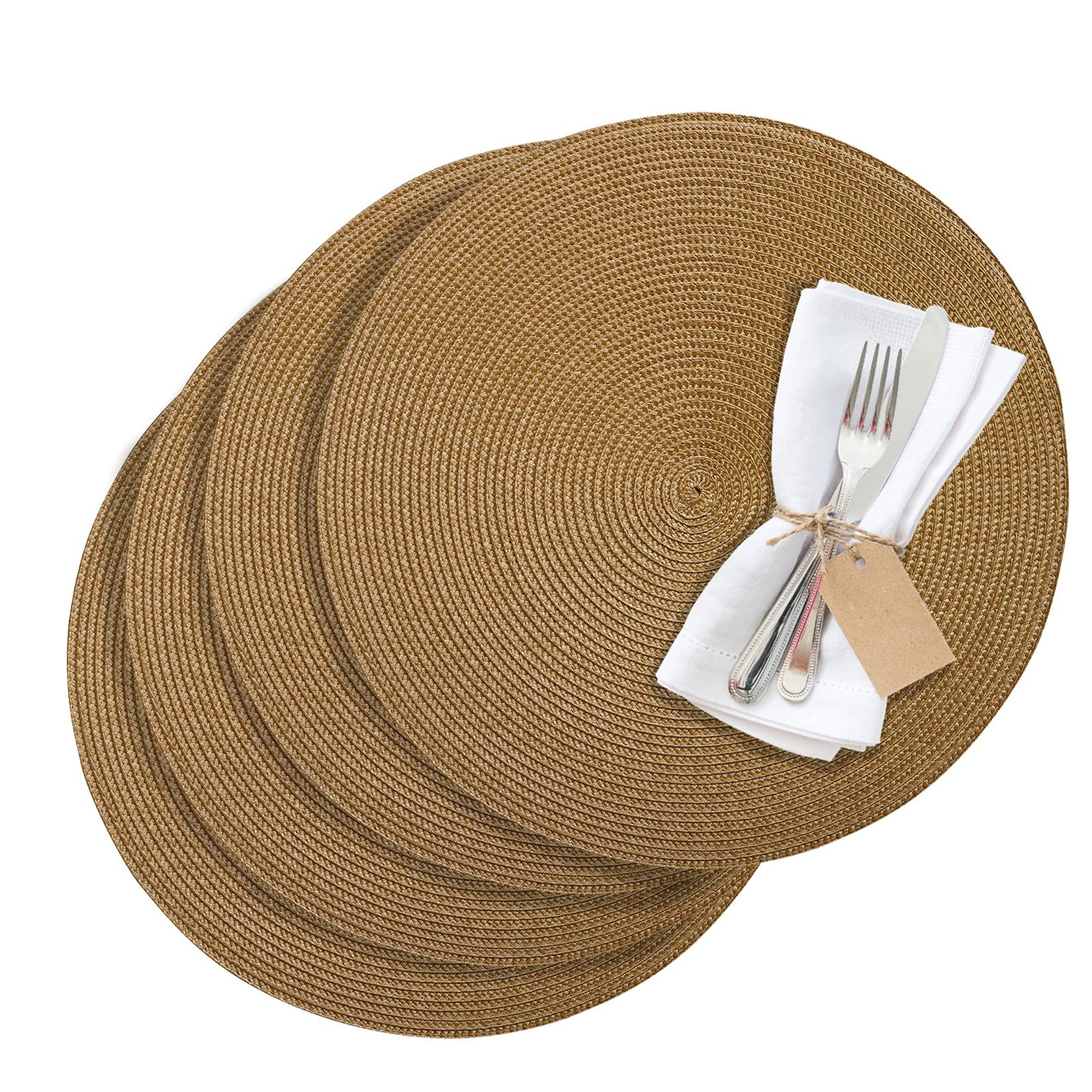 Westmark Placemats, 4 pieces, Ø 38 cm, Polypropylene, Light Brown, Saleen Edition: Circle