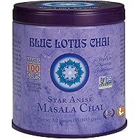 Blue Lotus Chai - Star Anise Masala Chai - Makes 100 Cups - 3 Ounce Masala Spiced Chai Powder with Organic Spices - Instant I