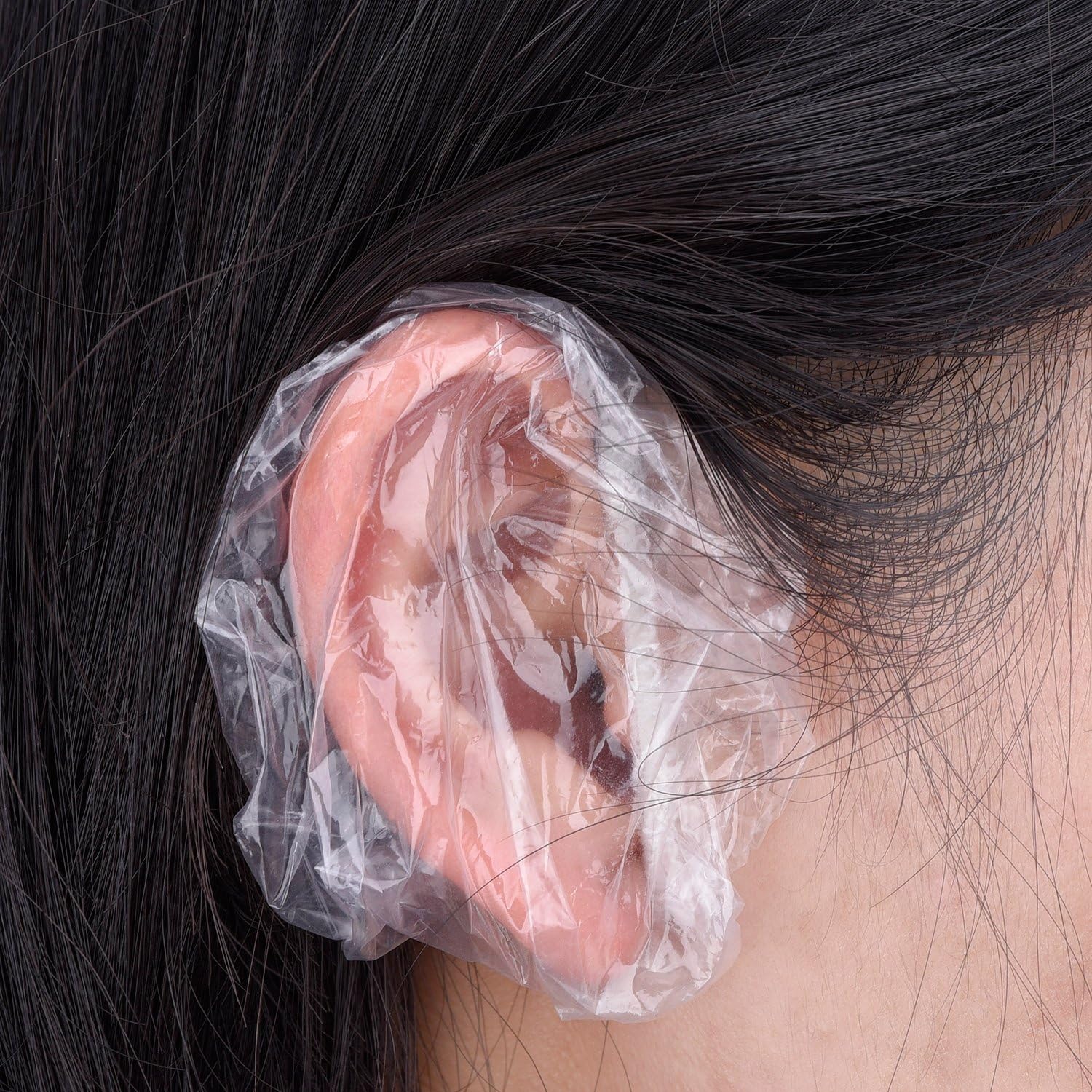 100 Pack Clear Disposable Ear Protectors Waterproof Ear Covers for Hair Dye, Shower, Bathing: Health & Personal Care