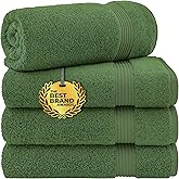 Cotton Paradise 4 Piece Turkish Bath Towels for Bathroom, Extra Large Soft Plush Towels Bathroom Set, Sage Green
