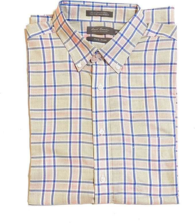 Daniel Cremieux Men's NonIron ShortSleeve Shirt (Stone Multi, XL) at