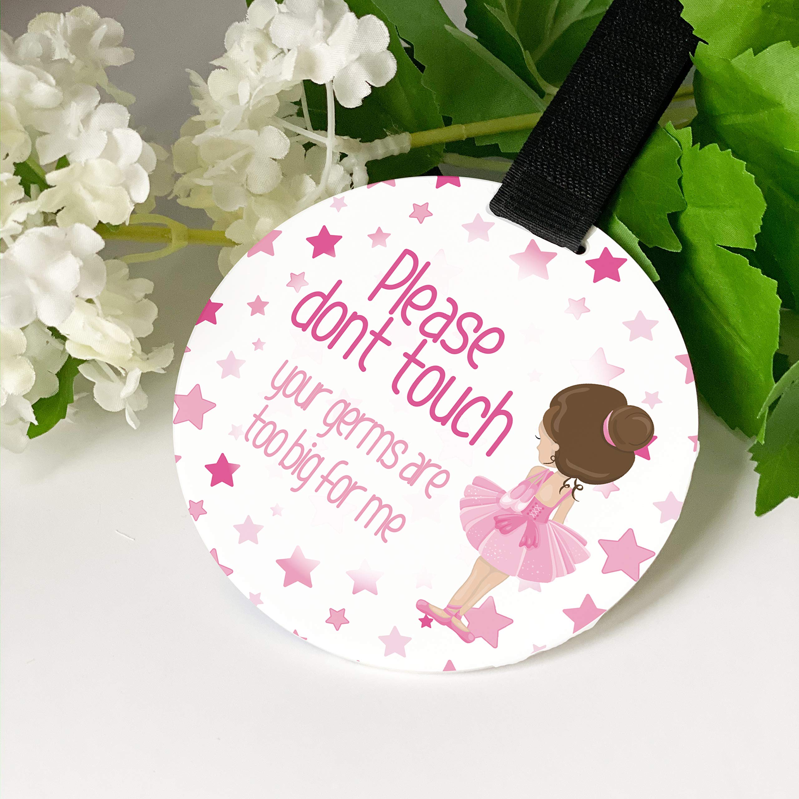 Print4you Personalised Gifts Ballerina Ballet Dancer car seat sign, car seat accessories, germ pram tag, dont touch baby tag, dont touch baby sign, hanging handle