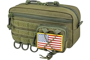 JIPIMON Tactical Molle Pouch, Water-Resistant Admin Pouch with US Flag Patch, Utility Molle Pouches for Tactical Vest Backpack