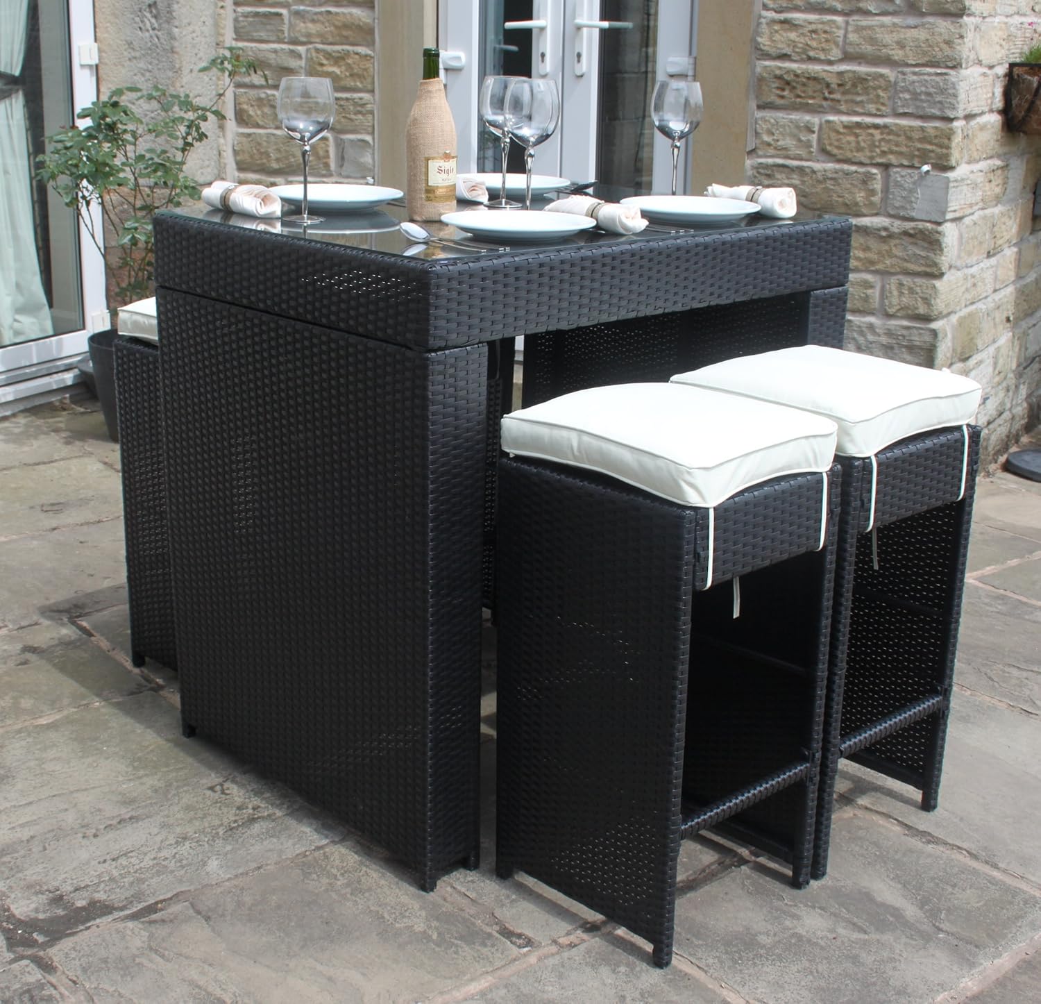 Amazon.de: Alle Wetter schwarz Rattan Outdoor Gartenmöbel 5-teiliges