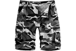 APTRO Men's Camo Cargo Shorts Button Closure Cotton Shorts Multi Button Pockets Casual Shorts 6 Pockets