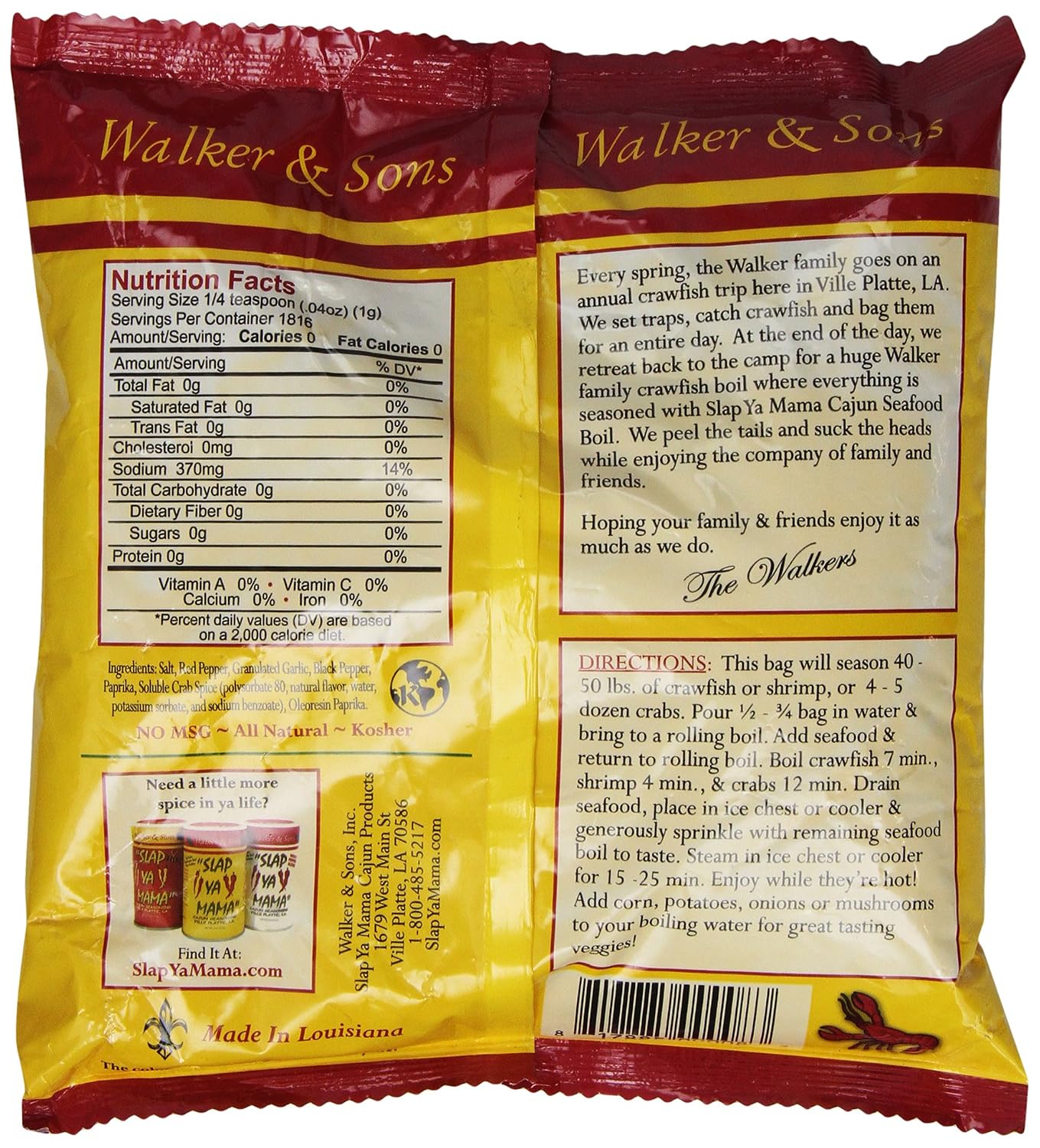 Louisiana Crawfish Boil Seasoning Nutrition Facts
