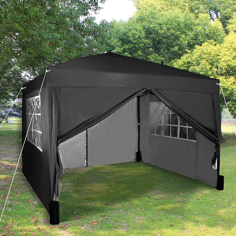 mcc direct Pop-up Gazebo 3m x 3m with Sides 4 Weight Bags Silver Lining