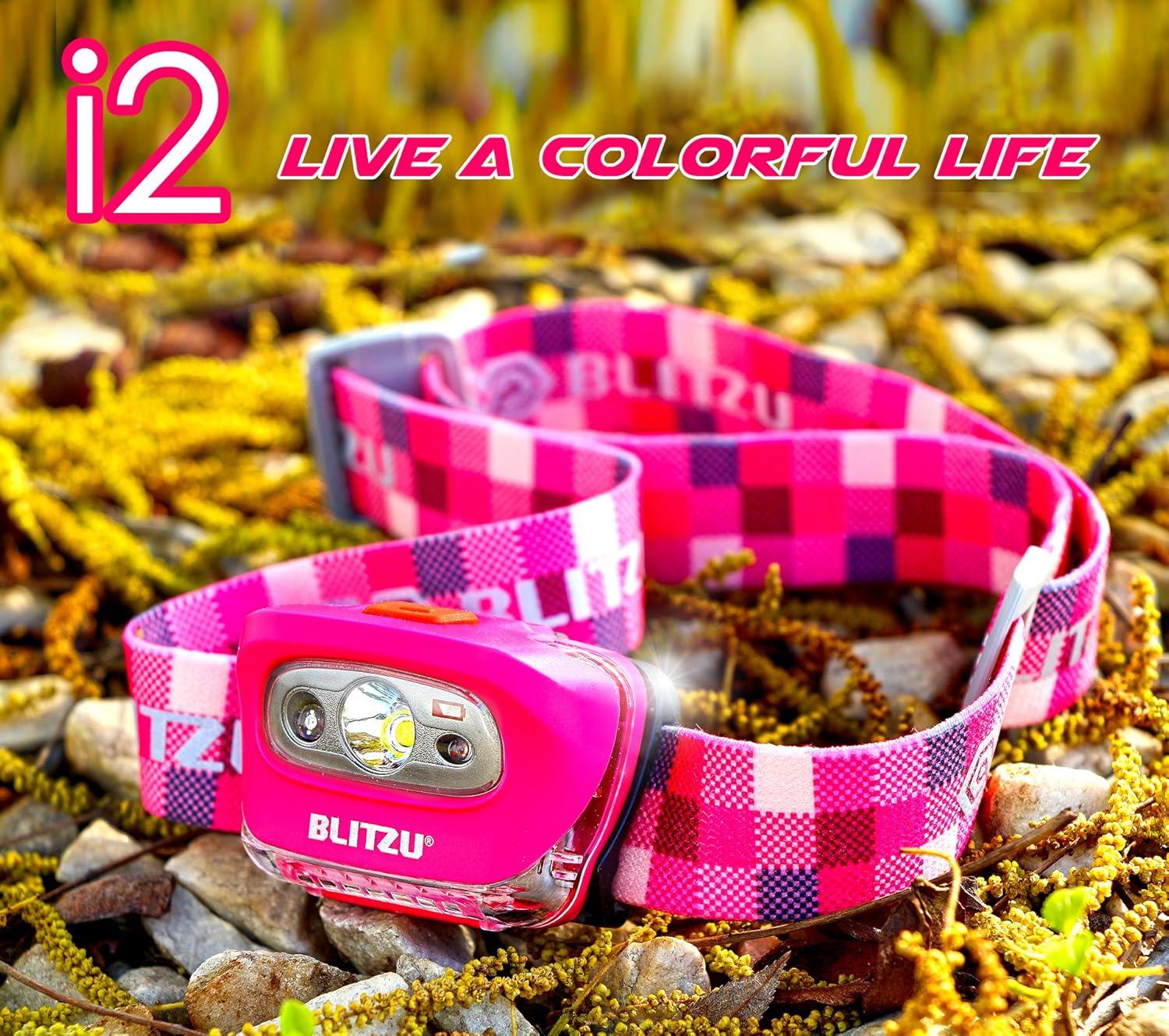 BLITZU LED Headlamp Flashlight for Adults and Kids - Waterproof Super Bright Cree Head Lamp with Red Light, Comfortable Headband Perfect for Running, Camping, Hiking, Fishing, Hunting, Jogging PINK: Sports & Outdoors