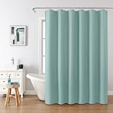 Shower Curtain 182x182cm Turquoise with Metal Hooks, Waffle Fabric view 2
