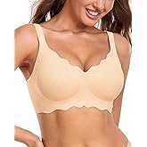 Gailife Scalloped Jelly Bras for Women No Underwire Wireless Seamless Push Up Bralettes Soft Comfort Everyday Tshirt Bra