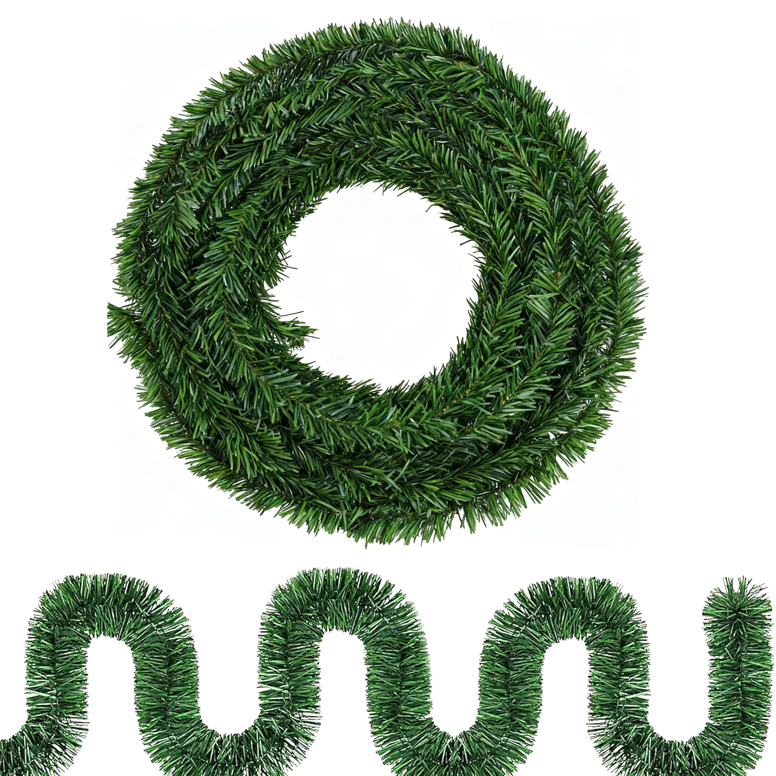 View 1 of 2 Pack Christmas Garland Artificial Pine Garland Christmas Decorations Xmas Tree Decor Outdoor Indoor Home Green Garden Greenery, Holiday Wedding Party Stairs Fireplaces Office Door Frame Decor
