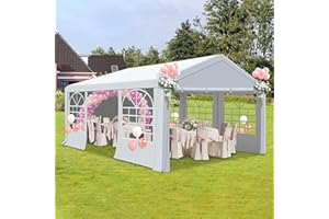 COVERONICS Outdoor Canopy Party Tent, 13'X20' Patio Party Tent with Rollable Sides and 4 Sandbags, Heavy Duty Steel Frame Carport Gazebo Event Tent Perfect for Wedding, Birthday Party, Outdoor Event