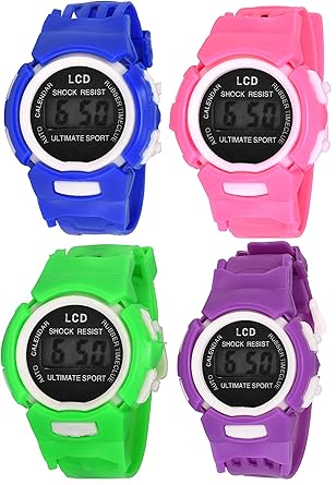 Pappi-Haunt- Imported - Multicolor PACK OF 4 Unisex Digital Watch for Kids, Children