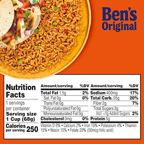 BEN’S ORIGINAL SPANISH STYLE RICE SINGLE SERVE CUP, SNACK OR SIDE, MICROWAVE IN 3.5 MINUTES, 2.4 OZ