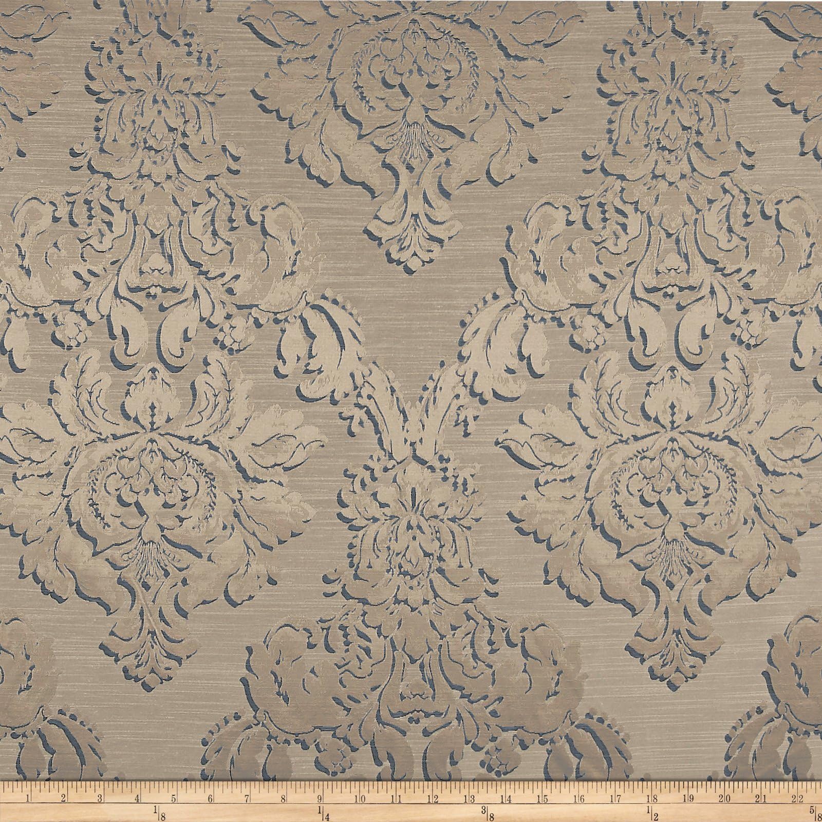 WORLD WIDE FABRIC Damask Jacquard Chandler Fabric, Champagne
