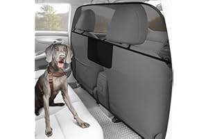 Mixsuper Dog Car Barrier, 61.4" Wide, Car Divider for Trucks, Large SUV, One-Piece Escape-Proof Back Seat Mesh Dog Car Net Barrier Black
