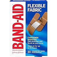 Band-Aid Brand Adhesive Bandages, Flexible Fabric, Assorted, 30 Count