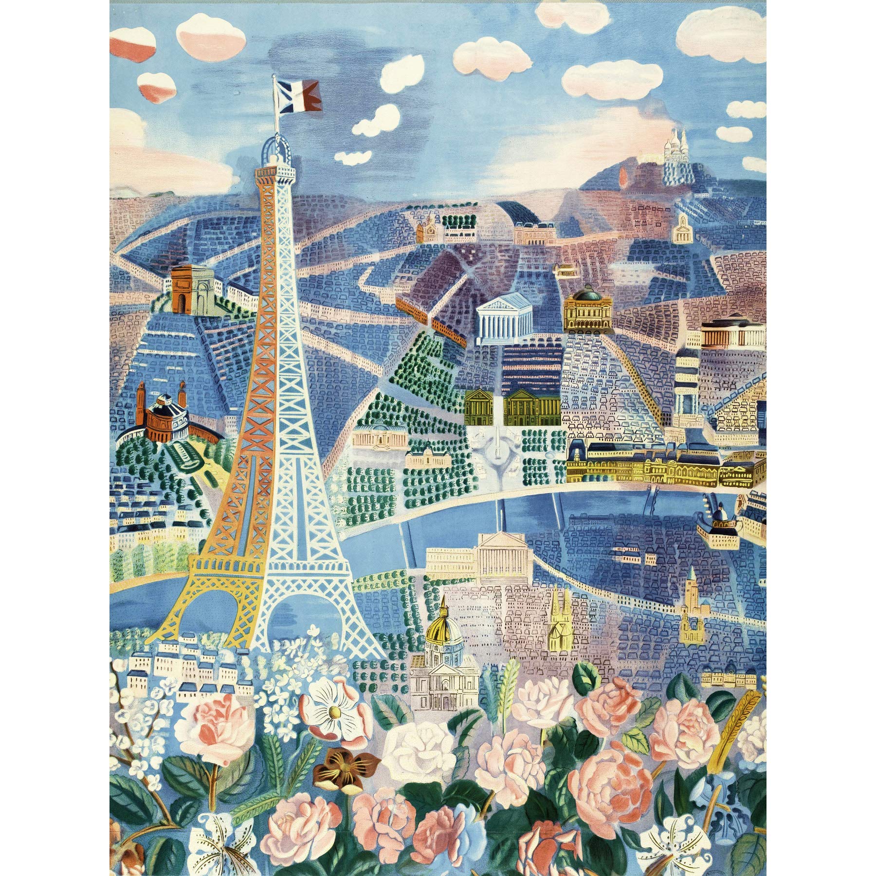 Dufy Spring Paris Eiffel Tower Travel Advert Large Wall Art Print Canvas Premium Mural