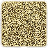 Auvoau 3mm Glass Seed Seed Beads Opaque Gold About 5000pcs/150Grams 8/0 Small Craft Beads for DIY Bracelet Necklaces Craft Jewelry Making Supplies