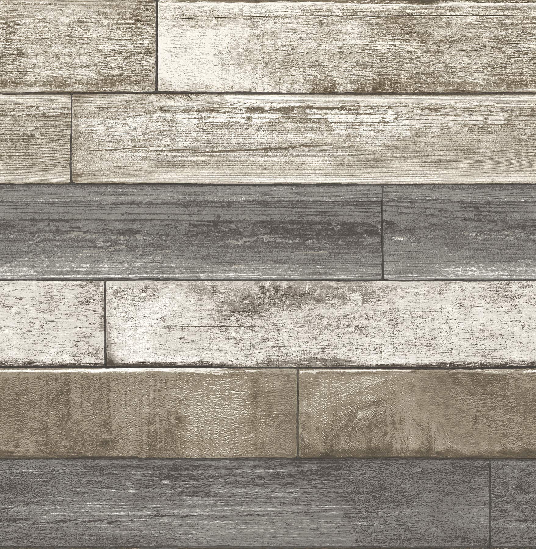 BHF FD22345 "Reclaimed Weathered Plank Wood Taupe" Wallpaper - Grey