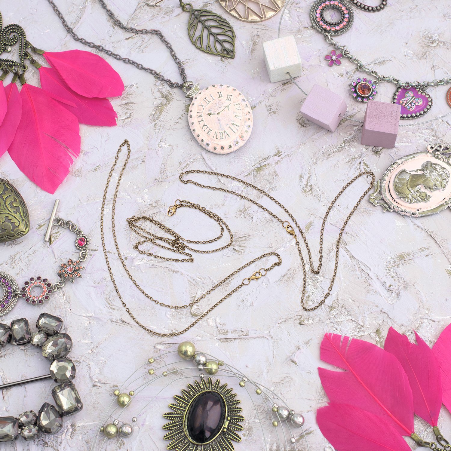 TecUnite TecUnite 24 Pack Necklace Chains Bulk Bronze DIY Cable Link Chains for Jewelry Making(24 Inch)