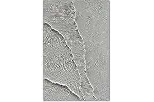 NANKAI Art White Waves Abstract Oil on Canvas Home Wall Deco Art Minimalist Art Oil Painting 45x30 inch