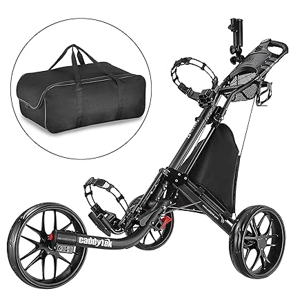 CADDYTEK Facil-plegable Carrito de golf 3 Rueda empuje cart con bolsa