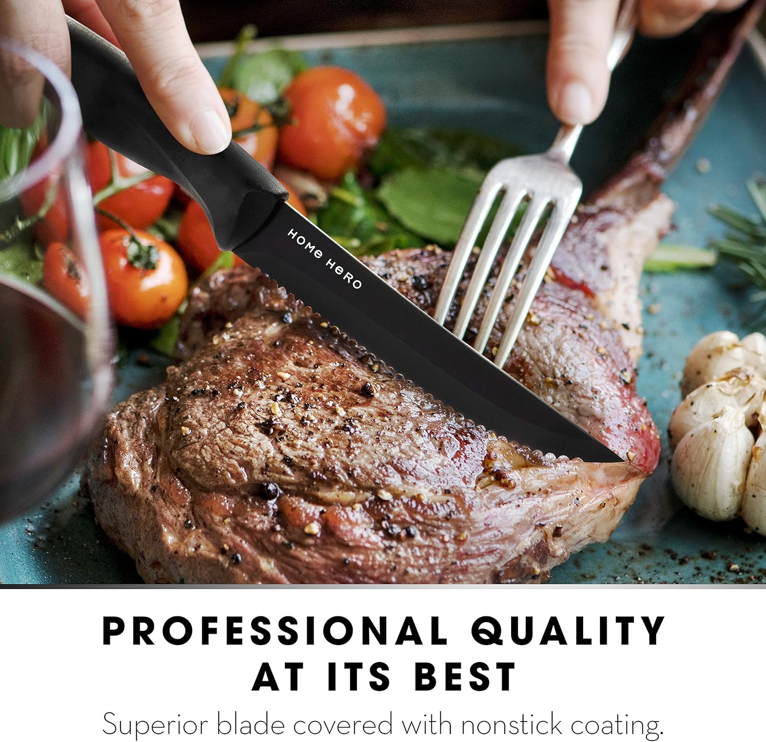 Home Hero Steak Knives Set of 8 - Steak Knife Set - Serrated Steak Knives Dishwasher Safe Steak Knives - Steak Knifes Set of 8 - Stainless Steak Knives Serrated - Dinner Knives: Kitchen & Dining