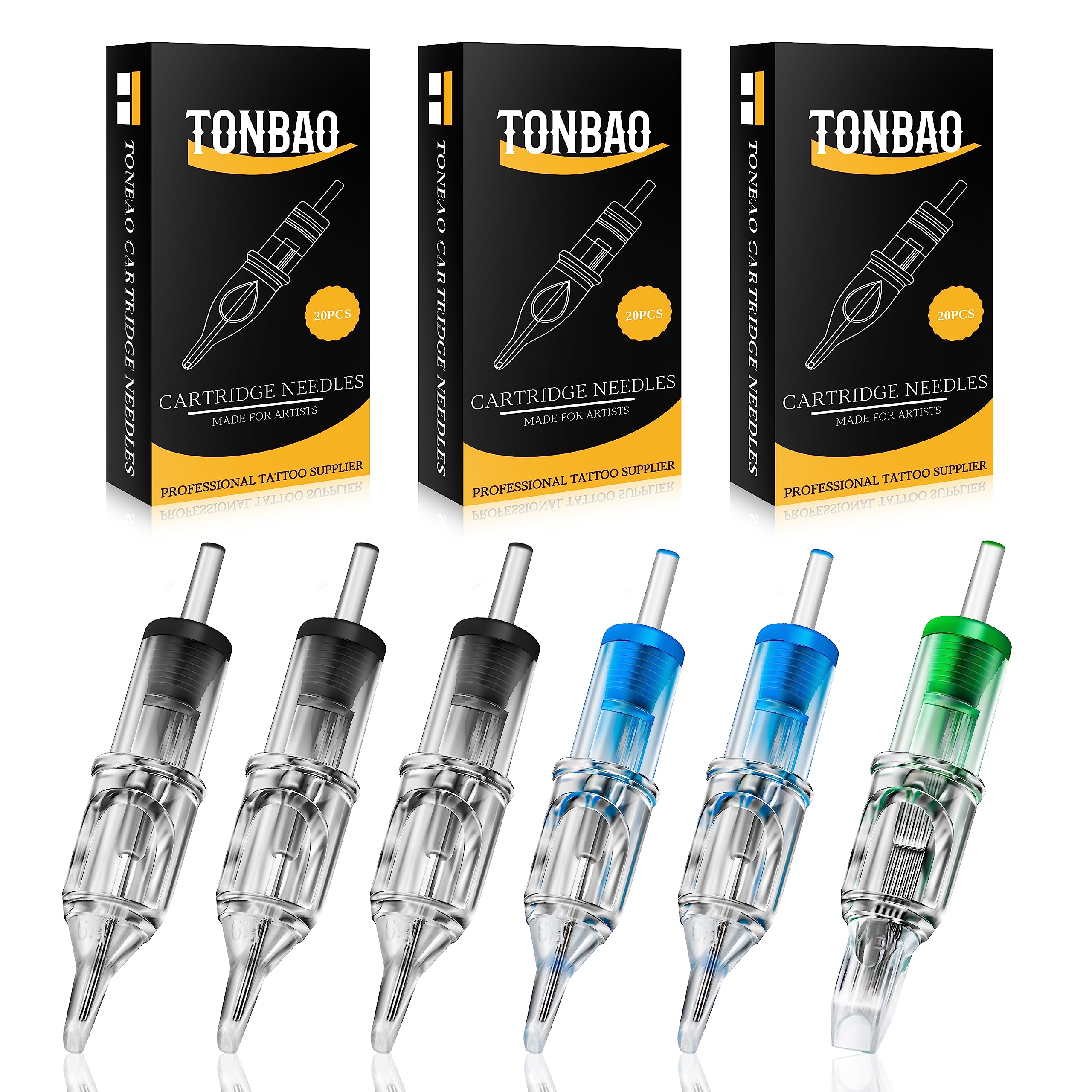 TONBAO 60Pcs Mixed Disposable #12 3RL 5RL 7RL 3RS 5RS 7M1