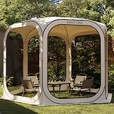 East Oak Pop up Screen Tent with Mosquito Netting, Portable Screen House Canopy Shelter, 10 x 10 FT Instant Screen Gazebo &amp; UPF 50+ UV Protection for Patio, Backyard, Deck &amp; Outdoor Activities, Beige