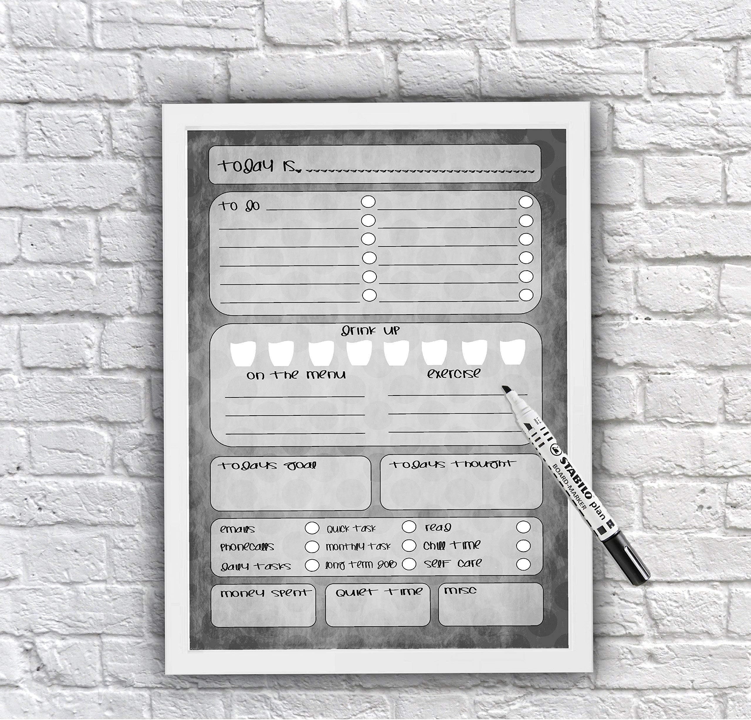 Daily Productivity Planner, Family Command Centre, Daily Schedule, Custom Whiteboard, To do Checklist, tasks and appointments, Dry wipe, organiser, Whiteboard,