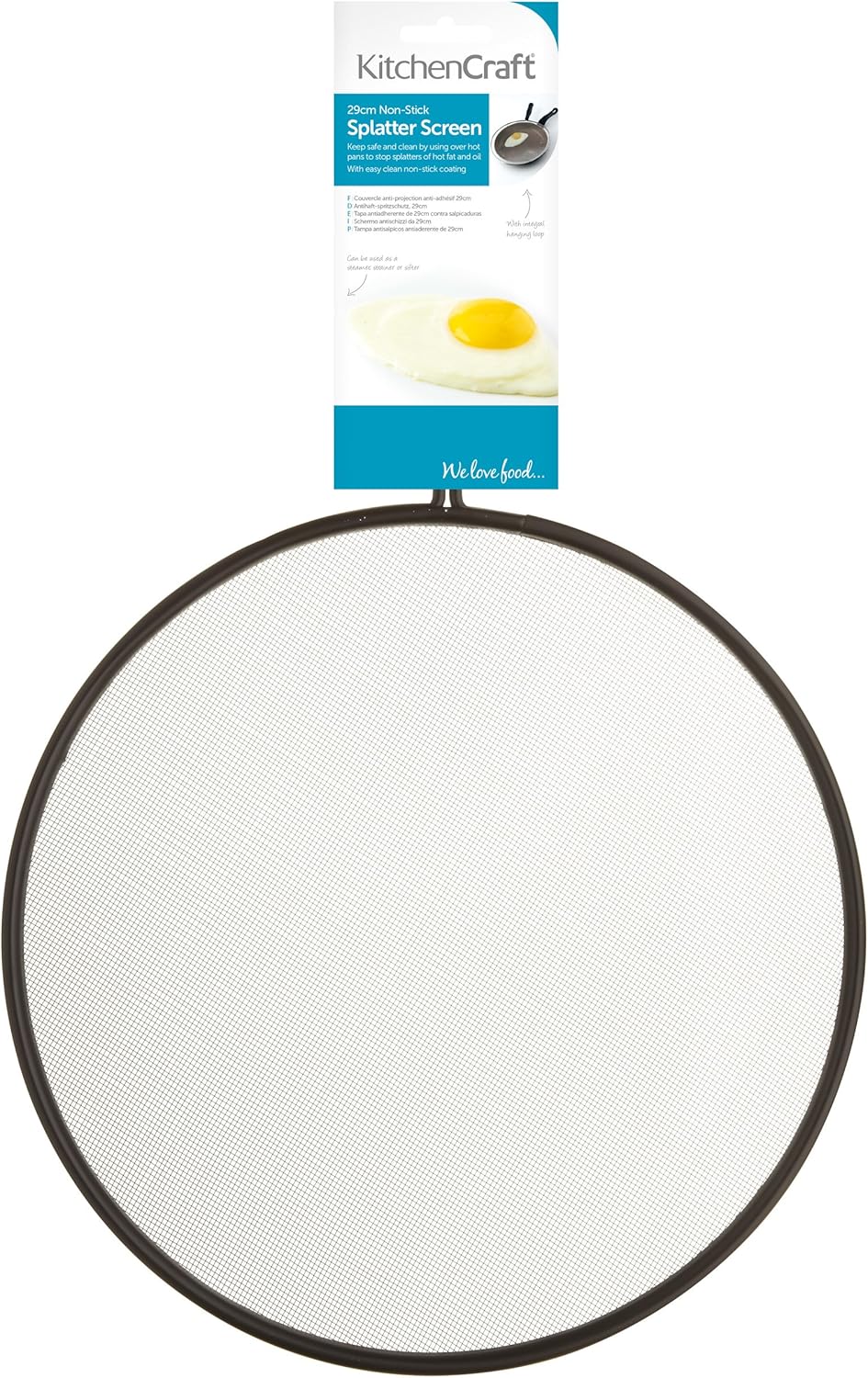 KitchenCraft Large Frying Pan Splash Guard 28 cm Splatter Screen 11"