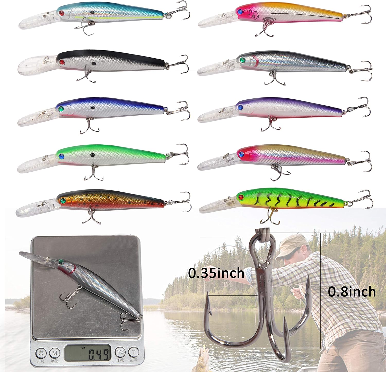 10pcs/lot Hard Minnow Lure Baits 3D Fishing Eyes Topwater Floating Life-like Swimbait Fishing Lures Bass Crankbait Tackle - Image 5