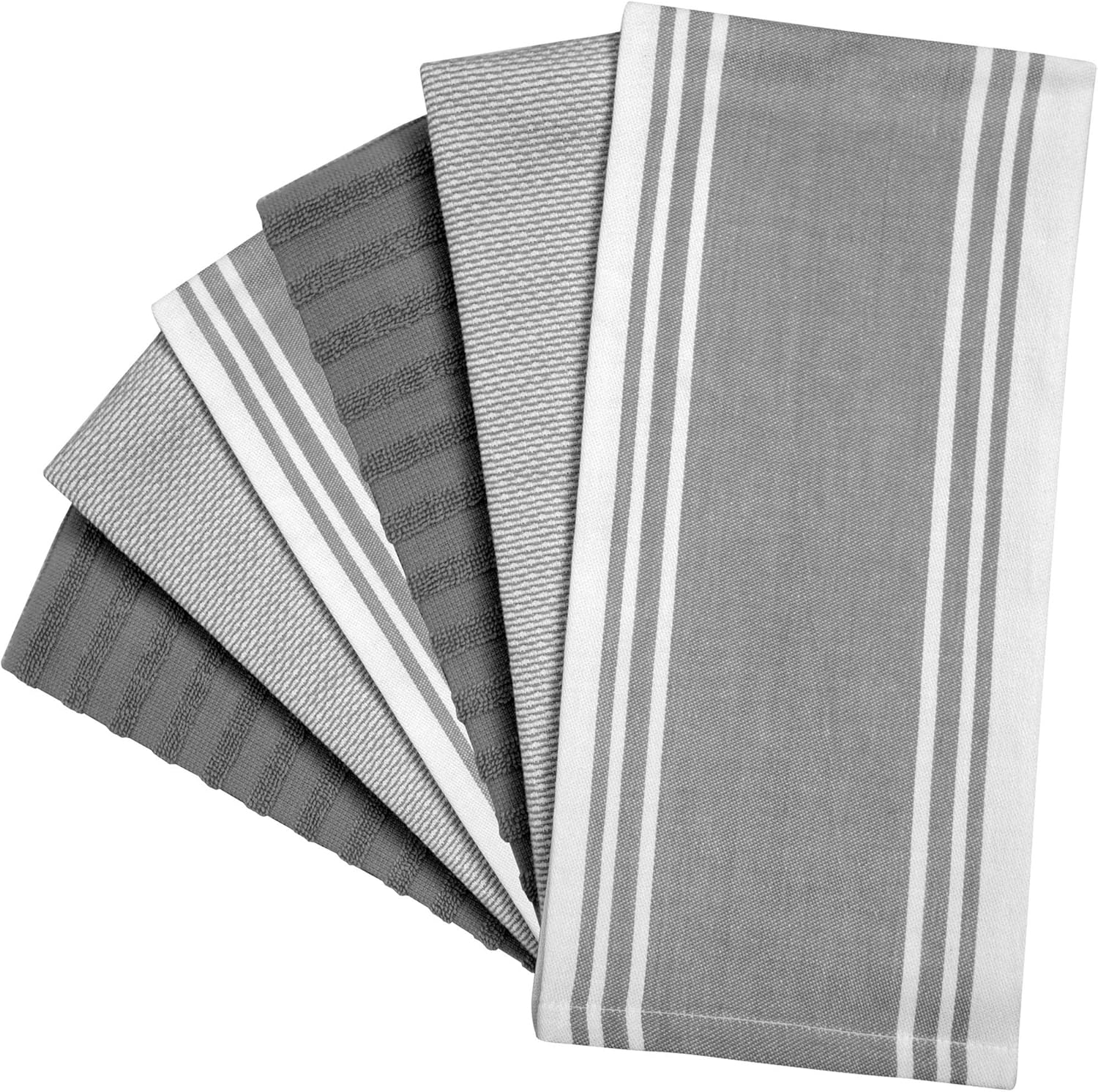 Premium Kitchen Towels (20”x 28”, 50 x 70 cm, 6 Pack), Large Cotton Kitchen Hand Towels, Vintage Striped Flat & Terry Towel - Image 4