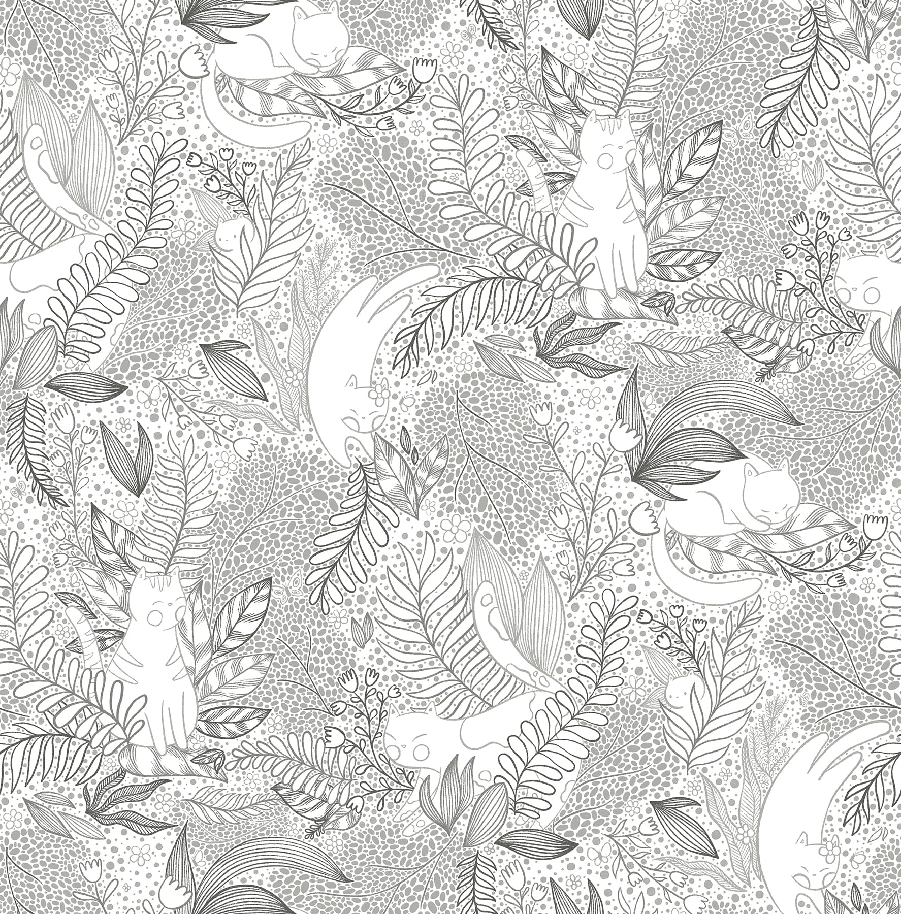 NuWallpaper NUS4542 NUWALL 2022 (SW) GATO Garden Black Peel & Stick Wallpaper