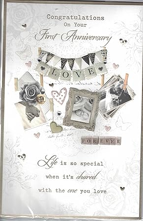 1st Wedding Anniversary Card Congratulations On Your First Anniversary Shabby Chic 3d Pop Out Card Amazon Co Uk Toys Games