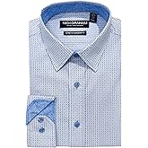 Nick Graham Long Sleeve Arrow & Target Dress Shirt for Men, Wrinkle Resistant Modern Fit Button Down Shirt with Performance Fabric Light Blue/White