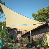 ShadeMart 16' x 16' x 22.6' Beige Triangle Shade Sail for Backyard | 95% UV Block, Water and Air Permeable HDPE Fabric, Canopy for Patio Backyard and Deck, Customizable,Tri-RT16