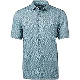 Cutter & Buck Mens Pike Magnolia Print Stretch Men's Polo