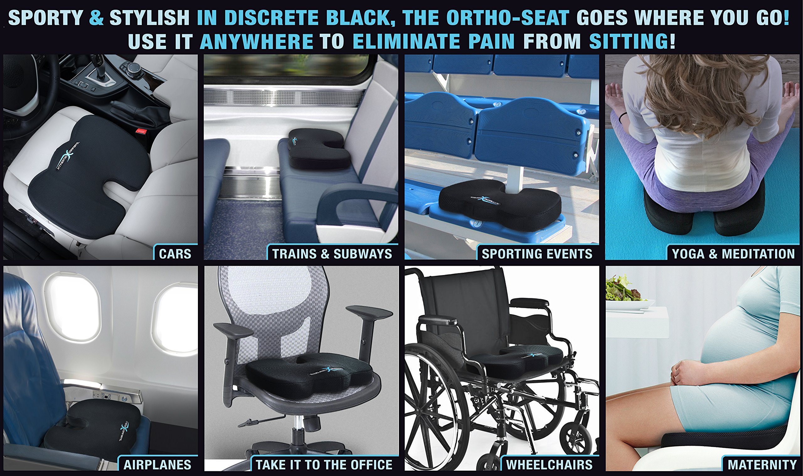 Mua Coccyx Orthopedic Memory Foam Seat Cushion with AntiSlip Bottom