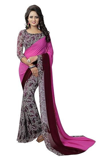 Women's Georgette & Art Silk Saree With 2 Blouse Piece