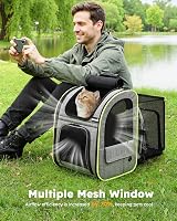 Pecute Cat Carrier Dog Backpack Expandable Front Mesh Window Pockets view 6