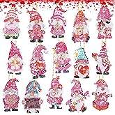 Glenmal 15 Pcs Valentine's Day Diamond Painting Keychains Gnome 5D DIY Art Kit Key Ring Pendant for Adults Valentines Holiday Farmhouse Crafts Making