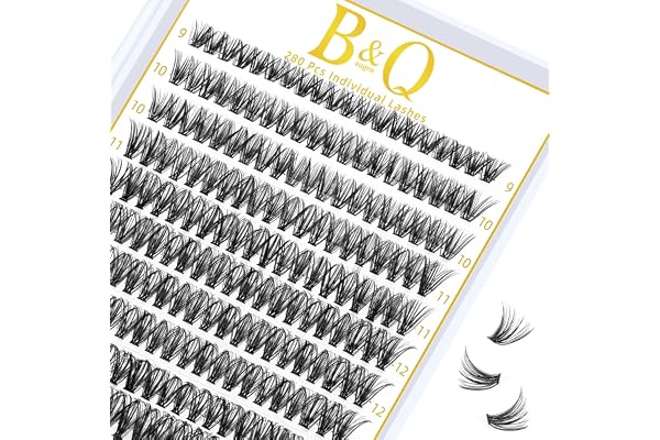 B&Qaugen Lash Clusters 280 Pcs 40D-0.07D-9-16MIX B&Q LASH Individual Lashes 10D 20D 30D 40D 50D Cluster Lashes C D Curl Eyela