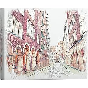 SIGNWIN Canvas Wall Art Sketch of an Alley...
